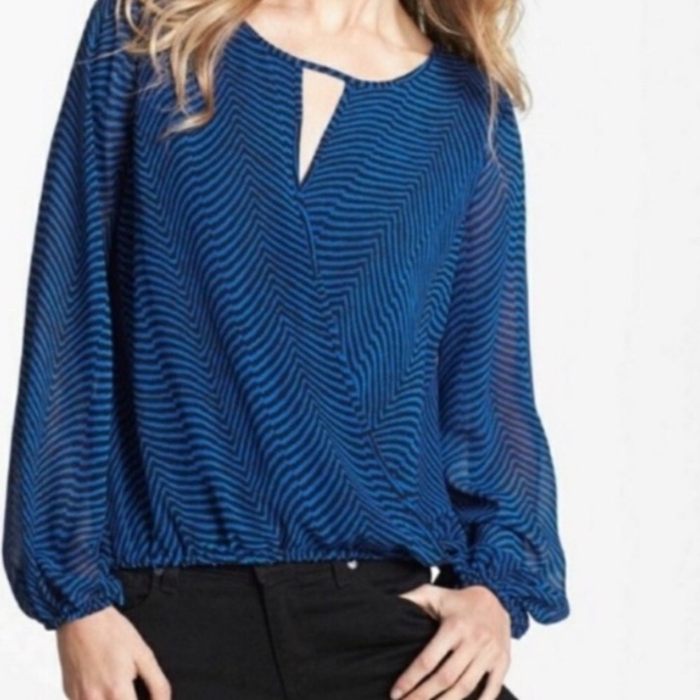 Vince Camuto Zig Zag Stripe Surplice Blouse
